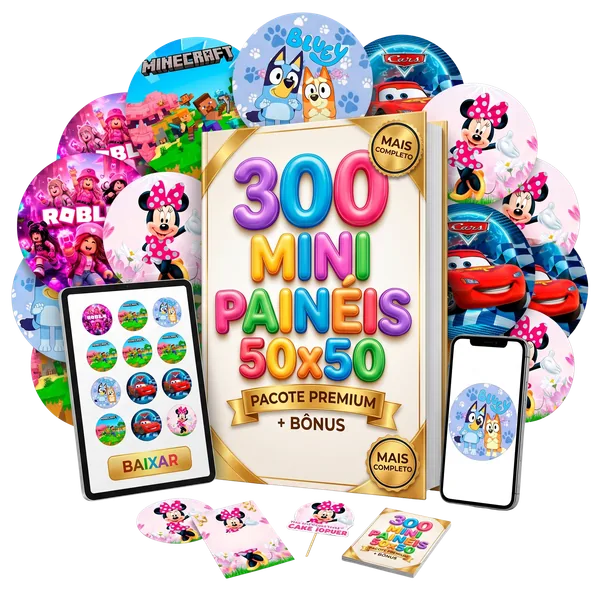Mockup do pacote premium com 300 mini painéis 50x50